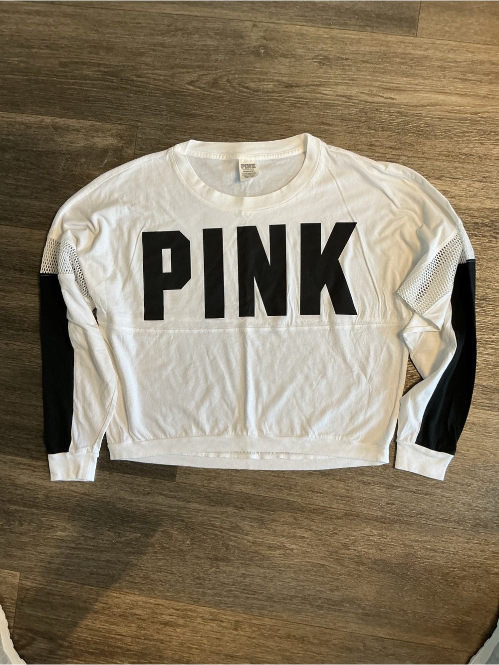 PINK Victoria's Secret White Tee with Black Lettering